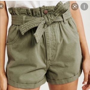 Abercrombie Army Green Paper Bag Shorts